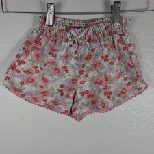 Girls Polo Ralph Lauren Floral Linen Pink Mini Shorts Size 5 Pull On Smocked