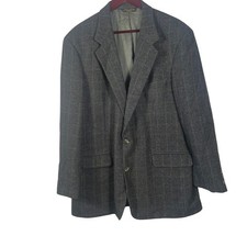 Brooks Brothers 100 Camelhair Sport Coat Blazer Jacket 45 LG Gray Plaid USA