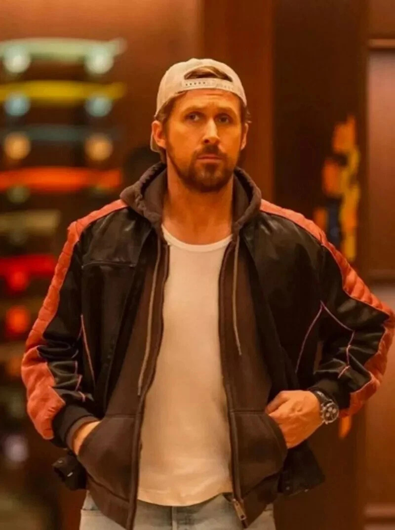 Handmade Ryan Gosling The Fall Guy Miami Vice Stunt Team Bomber Leather Jacket