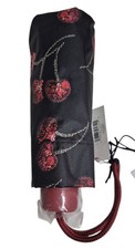 Coach UV Protection Mini Umbrella with Cherry Print Silver Black Multi CDF36 NWT