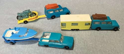Matchbox Lesney Vintage Diecast Recreation Lot Honda Motorcycle Boat Camper