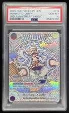 2025 One Piece OP11 EN Monkey D. Luffy 3rd Anniversary Gold PSA 10