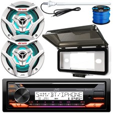 JVC KDT92MBS CD Receiver, 2x 6.5" White LED Speaker, Radio Cover, Antenna, Wire