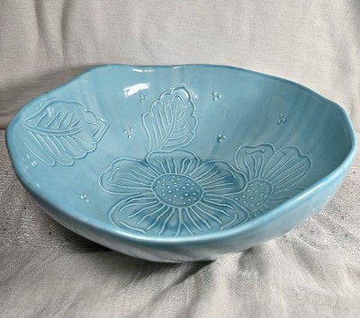 Sole Di Toscana Hand Painted Italy Ceramic Serving Bowl 12.75''D Turquoise