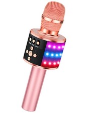 Wireless Karaoke Microphone with Disco Lights - Bluetooth Singing Mic for Kids 