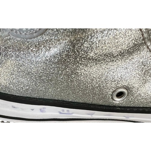 CONVERSE Chucks Patent silver sparkle glitter high tops sz 8 - Picture 12 of 13