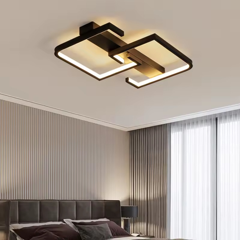 Plafonnier LED scandinave noir 30cm pour une chambre moderne