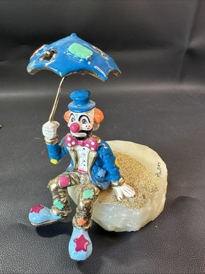 Ron Lee Clown Figurine Sitting W/Umbrella Signed By Artist 1989 Paperweight Deco