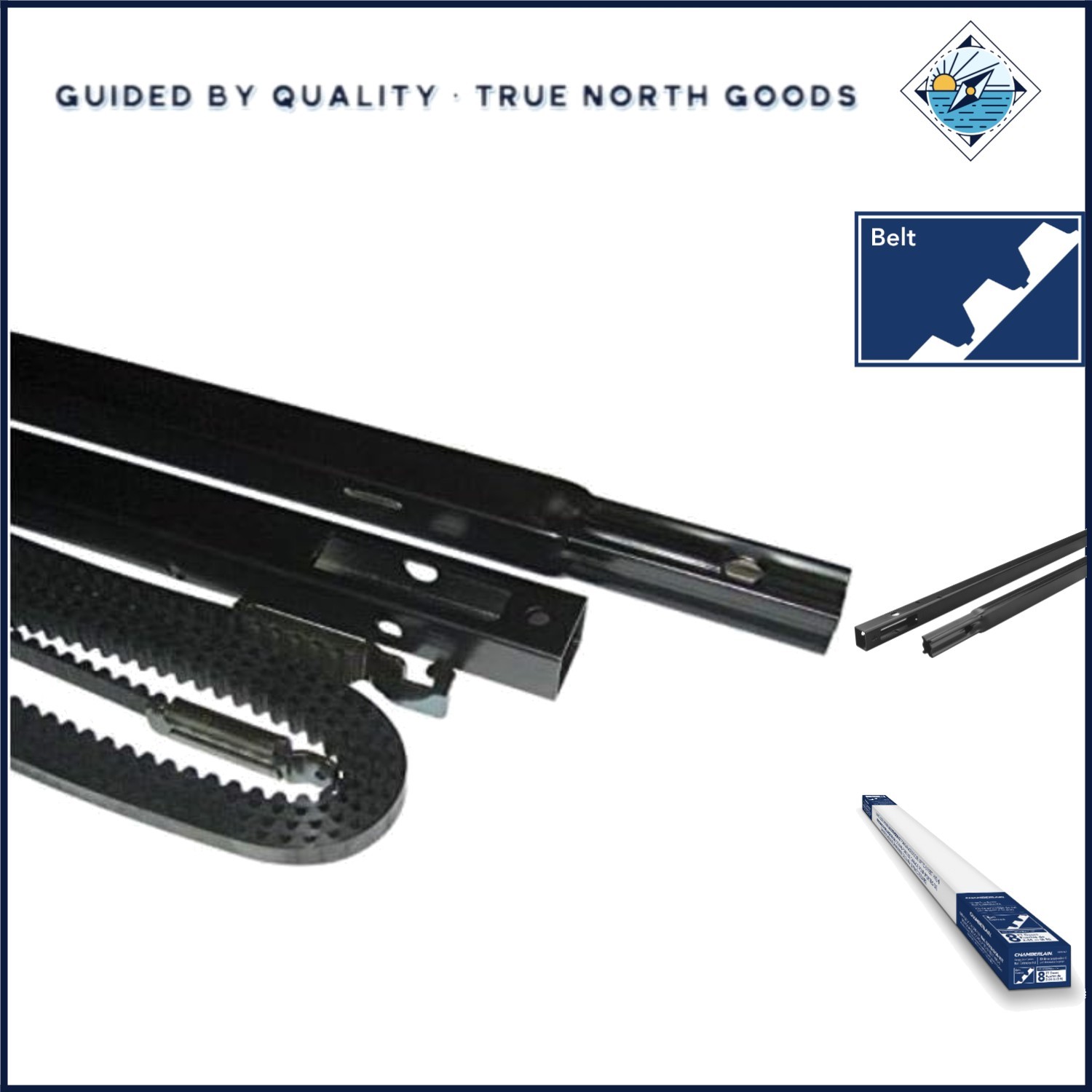 Complete 8-Foot Garage Door Rail Extension Kit with Belt and
