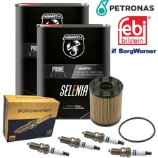 4L Petronas Selenia Abarth 10W50 SET Spark Plugs Oil Filter for Fiat 500 Abarth