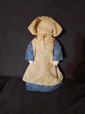 Vintage Folk Art Simple primitive Rag Doll coffee & vanilla dyed B23