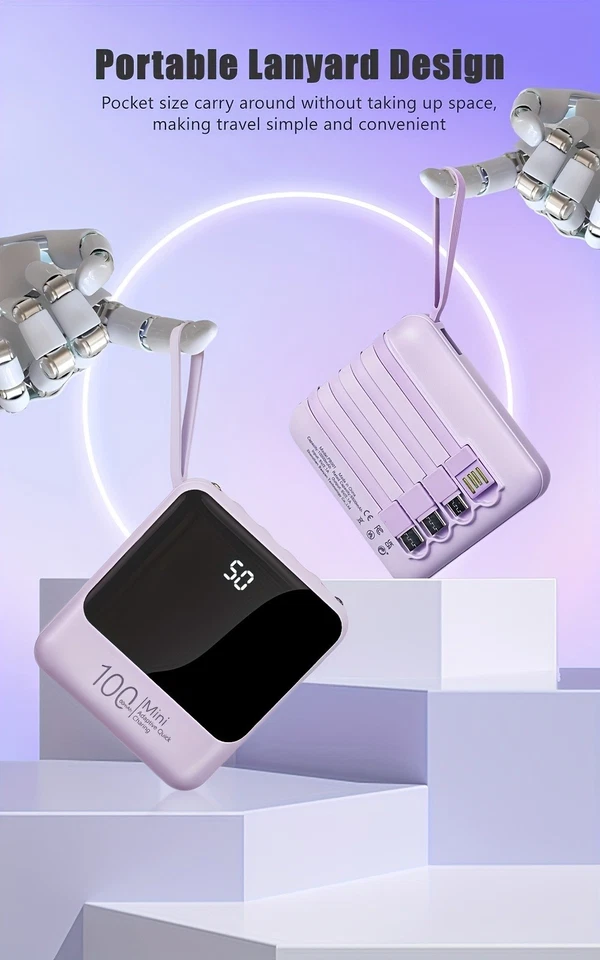 Mini Power Bank 10000mAh Charger Portable External Battery For iPhone Type-C New - Image 4 of 4