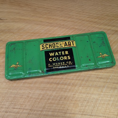 Vtg F. Weber Co. School Art Water Colors Green Tin Sphinx Trademark USA - Picture 1 of 9