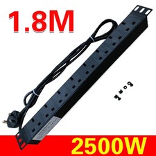 19" 8 Way UK Mains Power Distribution Strip Unit Extension PDU Data Rack Cabinet