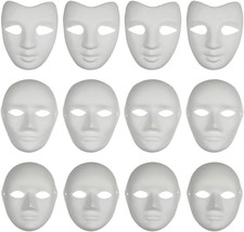 12PCS Paper Mache Art Mask White DIY Full Face Masks Blank Paintable Mask Cos...