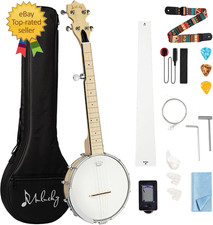 5 String Mini Travel Banjo, 26 Inch Closed Back Maple Kit