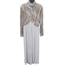 Bob Mackie Vintage 80s Couture Beaded Silk Gown Gold Luxury Ethereal Art Avant 6