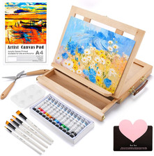 Cavalletto Pittura,Cavalletto Da Tavolo,Set Di Pittura Acrilica Da 24 Pezzi,12 C