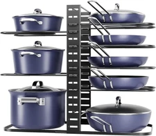 ORDORA Pots and Pans Organizer under Cabinet 14.55 Height, Adjustable 8-Tier Pot