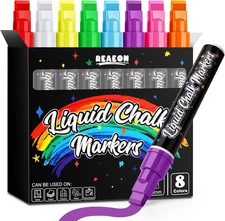 Jumbo Liquid Chalk Markers for Blackboards, Bold Color Erasable 8-Colors 