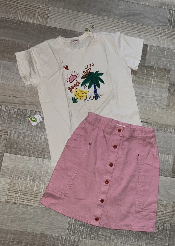 Catimini 12 Ans Fille : T Shirt + Jupe Rose été tbe - Photo 1/1