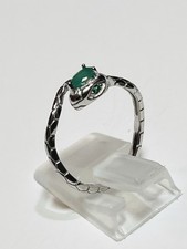 925 Sterling Silver Year Of The Snake Natural Green Emerald With Face Ring