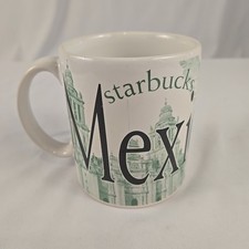 STARBUCKS COFFE MUG MEXICO CITY WHITE GREEN 2010 TEA HOT CHOCOLATE