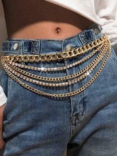 Women's Rhinestone Chain Multi-Layer Tassel Body Waist Chain Versatile Geometric