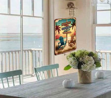 Retro Tin Signs Beach Room Decor Vintage Beachy Bedroom Surfboard Wall Decor ...