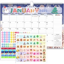 2026 Wall Calendar Large 17x12 Inch with Stickers Thick Paper No Bleed Ample