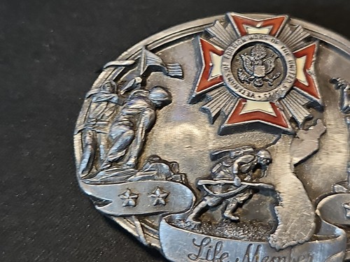 1987 VFW Belt Buckle Siskiyou Veterans of Foreign Wars USA Life Member Vintage - Picture 5 of 10