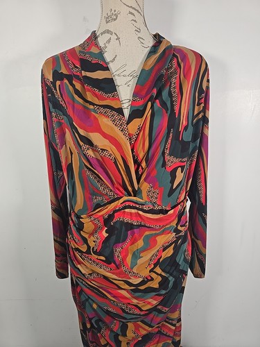 Vestido midi JOHN ZACK simple elegante mostaza estampado múltiple manga larga nuevo con etiquetas Reino Unido 16 - Imagen 2 de 21