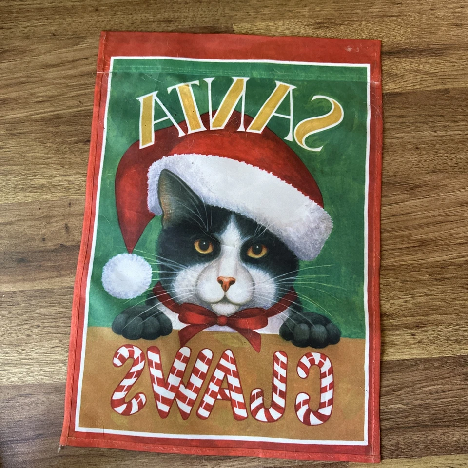 Christmas Cat Santa Claws Flag Winter Yard Decor 13x18 - Image 3 of 4