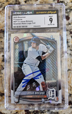 Josue Briceno Signed 2025 Bowman Baseball Card #BCP-13 CGC JSA Tigers Retro Logo