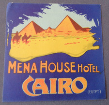 Mena House Hotel Cairo Egypt Luggage Label Authentic Vintage Pyramid Camel Color