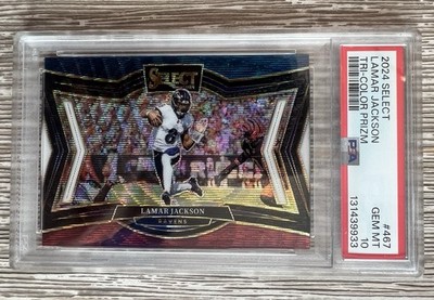 2024 Select Lamar Jackson Tri-Color Field Level Prizm #92/99 PSA 10 #467 Pop 10