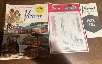 Vintage 1975 Viceroy Leisure Homes Catalog w/ 2 Original Price Lists   Mid-Centu