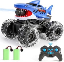 Amphibious Remote Control Shark Monster Truck Squirt Water,4Wd All-Terrain Off-R