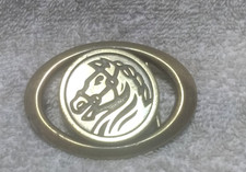 Gold Carved Out Horsehead Belt Buckle Oval Round Center Garat Shape