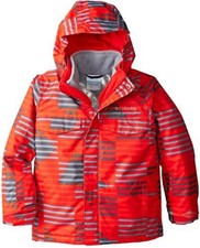 Columbia Boys Red Gray Omni-Tech Interchange Jacket Hooded Insulated L 14/16