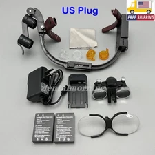 3.5x Medical Dental Binocular Loupes Headband Magnifier LED Headlight US Plug