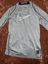 Nike Pro Dri Fit Long Sleeve Shirt Youth Large Gray