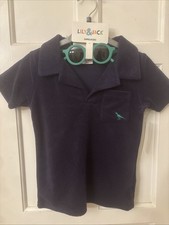 Lily  Jack Boys Blue Terry V Neck Short Sleeve Shirt And Sunglasses Set 5