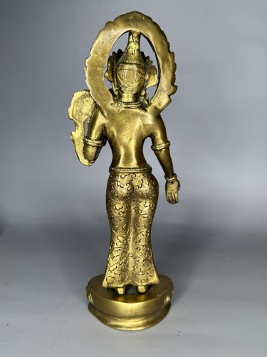 Vintage 9 Zoll vergoldete Bronze hinduistische Göttin Statue - verzierte indische/tibetische Skulptur - Bild 3 von 6