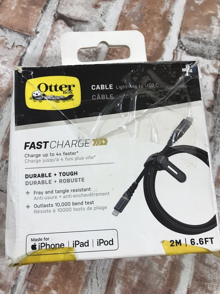 OtterBox (6.6-Ft) 2M Fast Charge USB-C to USB-C Tough Cable iPad iPhone - Black - Image 2 of 3