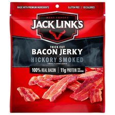 Bacon Jerky, Hickory Smoked - Flavorful Ready to Eat Meat Snack with 11G of Prot