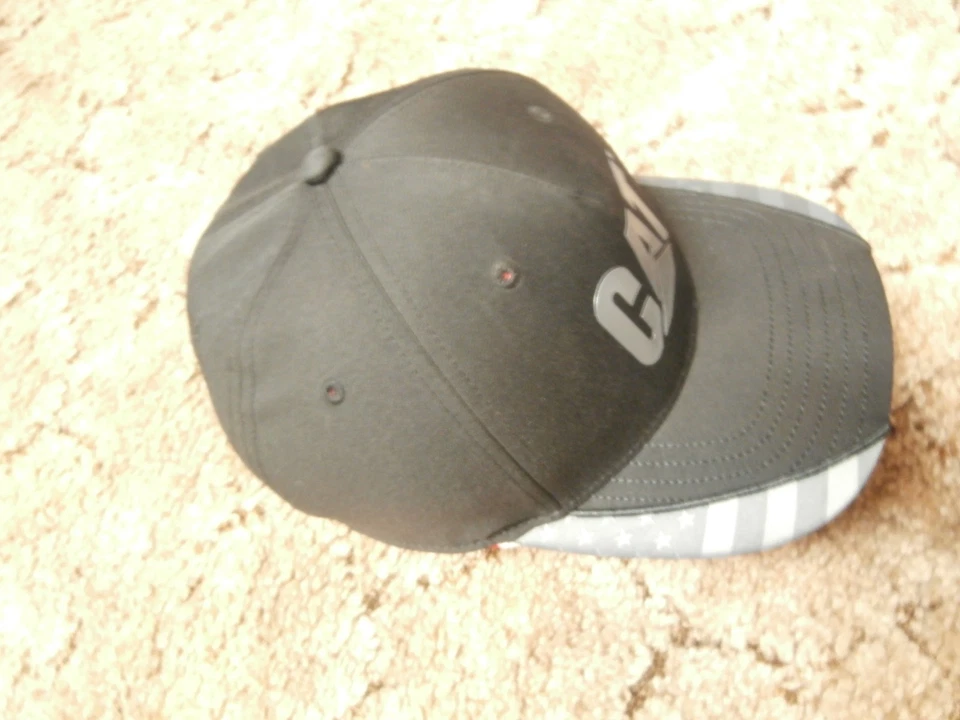 Caterpillar CAT Equipment Black Baseball Cap Hat Flag Stars Stripes Snapback - Image 3 of 4