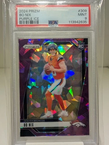 2024 Panini Prizm - Bo Nix #309 Purple Ice Prizm /225 PSA 9