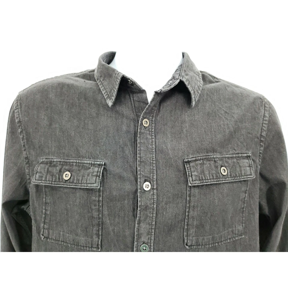 Structure Men's Dark Gray/Black Cotton Blend Men's Slim Fit L/S Shirt Size M - Image 2 of 4