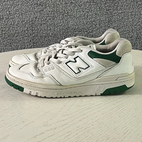 Scarpe New Balance Uomo 9D Bianco Verde Pelle 550 Retro Vibe Sneakers LEGGI